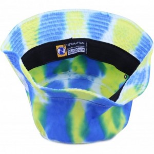Bucket Hats 100% Cotton Tie Dye Unisex Packable Summer Travel Bucket Hat - Bl/Lm - CH124WP2OQD $23.81