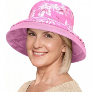 Sun Hats Womens Bucket Hat UV Sun Protection Lightweight Packable Summer Travel Beach Cap - Pink Hawaii Flower Print - CS18QM...