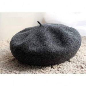 Berets Women Wool Beret Hat French Style Solid Color - Melange Gray - C118I7AUW6X $26.08