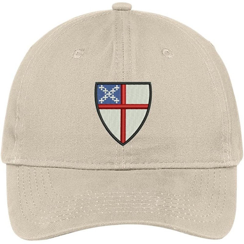 Baseball Caps Episcopal Shield Embroidered Cap Premium Cotton Dad Hat - Stone - CI1824ZM62E $33.86