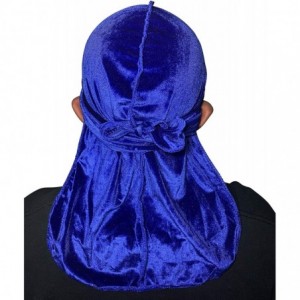 Baseball Caps Velvet Durag 360 Waves Extra Long Straps for Men - Royal Blue - CY18AUSHYI2 $31.06