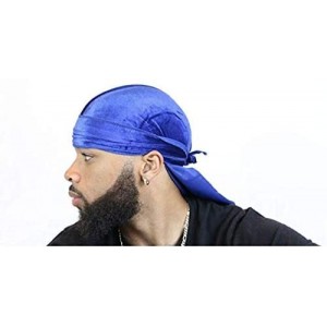 Baseball Caps Velvet Durag 360 Waves Extra Long Straps for Men - Royal Blue - CY18AUSHYI2 $25.76