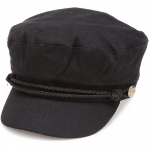 Newsboy Caps Women's 100% Cotton Greek Fisherman's Sailor Fiddler Hat Cap - Roped-black - C018C9XDY35 $26.06