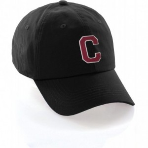 Baseball Caps Customized Letter Intial Baseball Hat A to Z Team Colors- Black Cap White Red - Letter C - CT18ET6X0NX $24.61