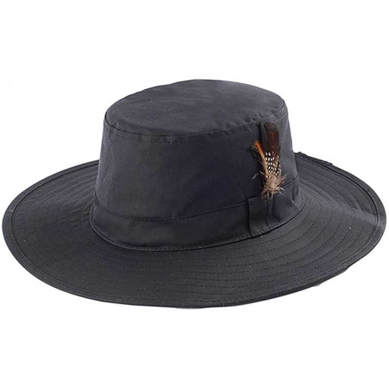 Sun Hats WAXED COTTON CANVAS MEN'S WESTERN STYLE HAT - Black - CR11CFOWEFZ $36.30