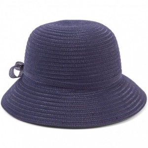Sun Hats Women's Mae Fold-Roll-Tie Packable Cloche Sun Hat - Navy - CY18699X9KR $78.48
