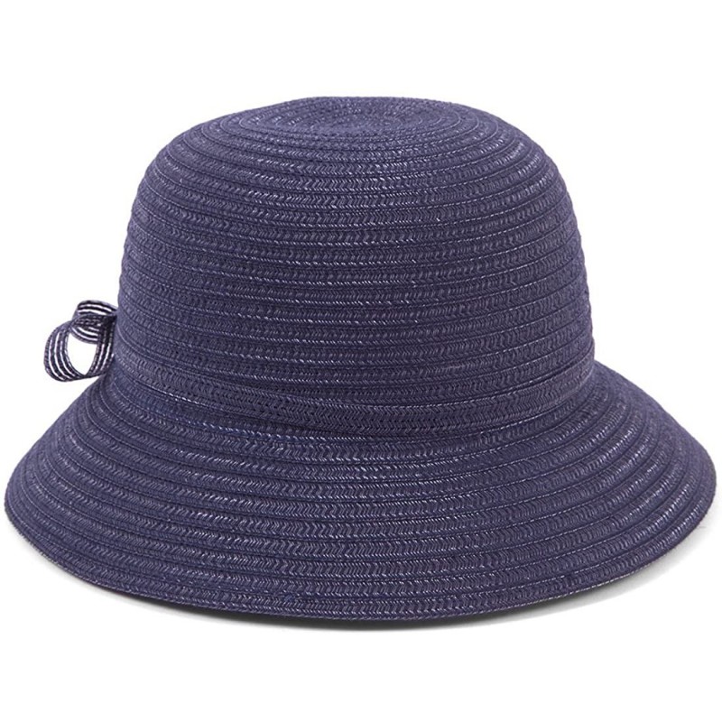 Sun Hats Women's Mae Fold-Roll-Tie Packable Cloche Sun Hat - Navy - CY18699X9KR $74.91