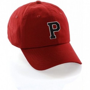 Baseball Caps Customized Letter Intial Baseball Hat A to Z Team Colors- Red Cap White Black - Letter P - CL18ESZ7M2E $25.68