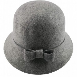 Bucket Hats Cloche Hats for Women 100% Wool Fedora Bucket Bowler Hat 1920s Vintage Kentucky Derby Church Party Hats - Grey - ...