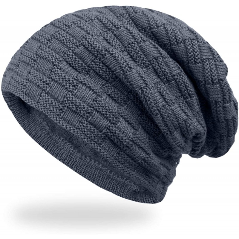 Skullies & Beanies Mens Slouchy Beanie Winter Ski Hats Soft Warm Thick Knit Skull Cap - Grey - C7186GUGZ05 $19.40