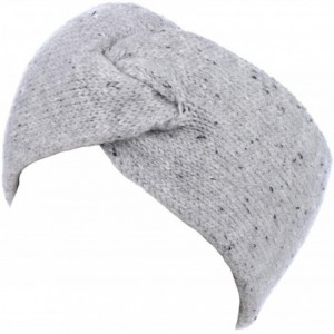 Cold Weather Headbands Women's Winter Chic Solid Knotted Crochet Knit Headband Turban Ear Warmer - Speckled Lt. Gray - CO18IL...