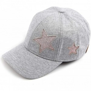 Baseball Caps Hatsandscarf Cotton Baseball Cap with Sparkling Star Pattern (BA-42) - Grey - CA18Q95GAN6 $21.82