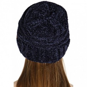 Skullies & Beanies Hand Knit Beanie Cap for Women- Soft Handmade Handknit Thick Cable Hat - Navy 50 - CE18QOLSGID $22.42