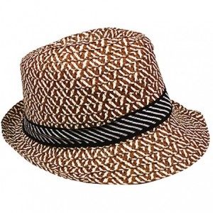 Fedoras Silver Fever Patterned and Banded Fedora Hat - Brown - C612BWNO0IN $39.95