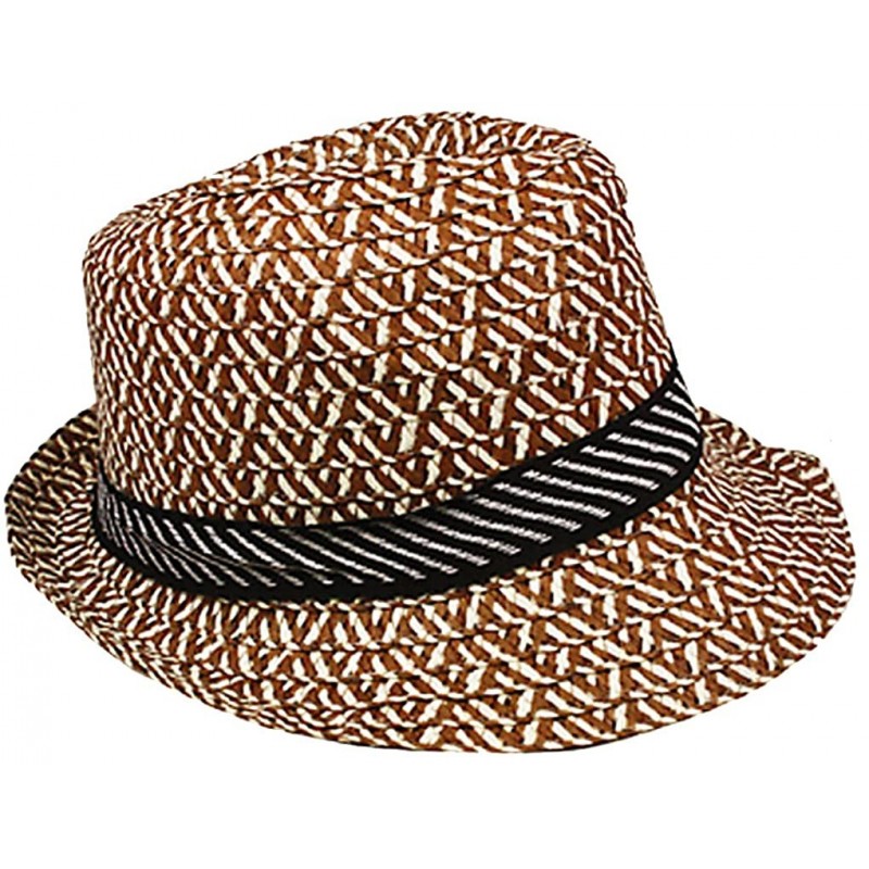 Fedoras Silver Fever Patterned and Banded Fedora Hat - Brown - C612BWNO0IN $37.90