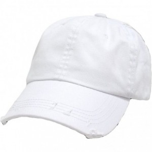 Baseball Caps White Vintage Distressed Polo Style Low-Profile Baseball Cap Hat - CP119JYG9BJ $28.85