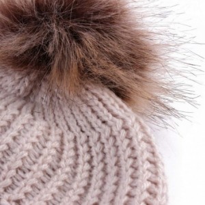 Skullies & Beanies Women Beanie Hat Family Matching Mom and Baby Knit Cap Pom Pom Beanie Warm Hat Thick Winter Hat - Baby-2 K...