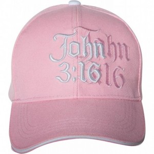 Baseball Caps John 3-16 Hat Religious Bible Christian Gift - 100% Cotton Embroidered Cap - Pink - CI1868XYZLI $24.10
