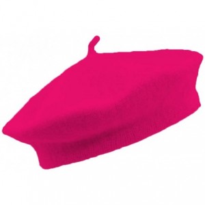 Berets Classic Wool Blend French Artist Beret HOT Pink Fuchsia - C5115NBYFGX $20.45