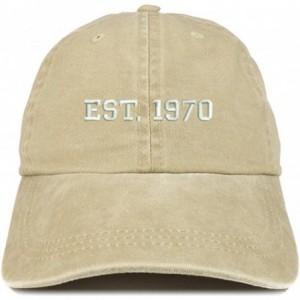 Baseball Caps EST 1970 Embroidered - 50th Birthday Gift Pigment Dyed Washed Cap - Khaki - C3180QMZ2UM $32.13