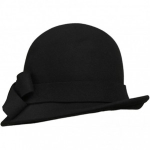 Bucket Hats 1920s Hat Cloche Hat Vintage Winter Hat Bucket with Bow Accent 100% Wool Flapper Accessories - 1-black - CV18QDO3...