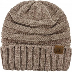 Skullies & Beanies Women's Chenille Oversized Baggy Soft Warm Thick Knit Beanie Cap Hat - Taupe - CX18IQGTXUA $29.68