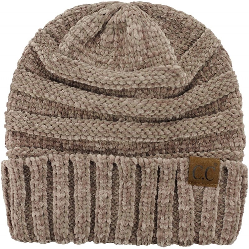 Skullies & Beanies Women's Chenille Oversized Baggy Soft Warm Thick Knit Beanie Cap Hat - Taupe - CX18IQGTXUA $35.30