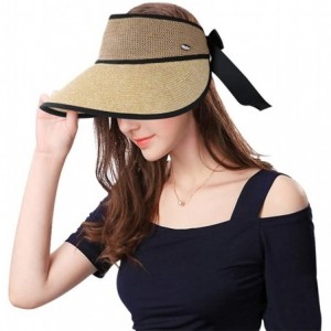 Sun Hats Straw Hats Sun Hats Beach Hats for Women New Trend Summer UPF 50+ UV Wide Brim Summer Travel Hat - Khaki - CP1962XOG...