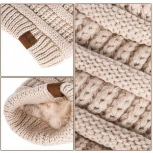 Skullies & Beanies Womens Winter Slouchy Beanie Hat- Knit Warm Fleece Lined Thick Thermal Soft Ski Cap with Pom Pom - Soft Kh...