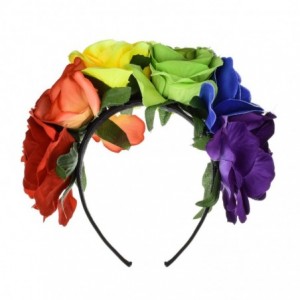 Headbands Rose Floral Crown Garland Flower Headband Headpiece for Wedding Festival (Rainbow) - Rainbow - CT18HC58O7K $19.02