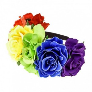 Headbands Rose Floral Crown Garland Flower Headband Headpiece for Wedding Festival (Rainbow) - Rainbow - CT18HC58O7K $19.02