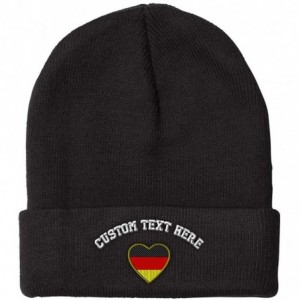 Skullies & Beanies Custom Beanie for Men & Women Heart Germany Flag Embroidery Skull Cap Hat - Black - CW18H5KN57N $33.26