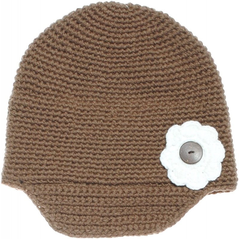 Cold Weather Headbands Women's Girl's knit flower winter hat-black - Brown - CH11O44APDL $21.52