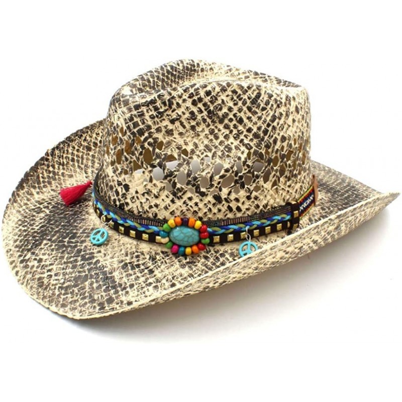 Woven Straw Western Cowboy Hat Vintage Wide Brim Outback Sun Hat with ...