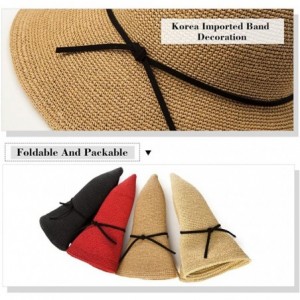 Sun Hats Womens Braided Summer Sun Hat UPF Protection Panama Fedora Outdoor Beach Hiking - 89311_beige - CZ17Y0YQ8EW $35.14