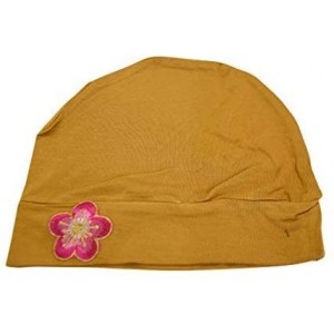 Skullies & Beanies Chemo Beanie Sleep Cap with Pink and Gold Flower - Mustard - CJ183D8ATIQ $32.62