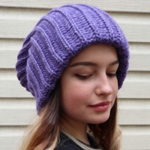 Skullies & Beanies Slouchy Beanie Oversized Warm Winter Dreadlock Hat for Women Knit Beanie for Men - Lilac - C518ZH5T0ZE $55.60