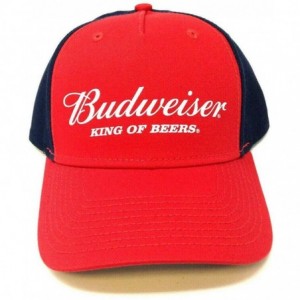Baseball Caps Red & Navy Blue Budweiser King of Beers Logo Adjustable Hat - C718ZOYATZU $30.97