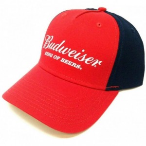 Baseball Caps Red & Navy Blue Budweiser King of Beers Logo Adjustable Hat - C718ZOYATZU $30.97