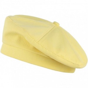 Berets Womens Classic Beret Hat Summer French Beret Solid Color Beanie Cap Hat - Yellow - CG18WGISI28 $23.71