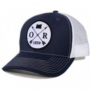 Baseball Caps Men's Oregon Arrow Patch Trucker Hat - Navy/White - CF186NRWHM6 $46.87