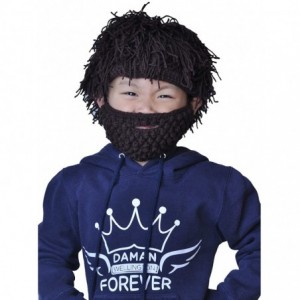 Skullies & Beanies Knit Beard Octopus Hat Mask Beanies Handmade Funny Party Caps with Wig Hair Winter - CC1855HE2N2 $19.83