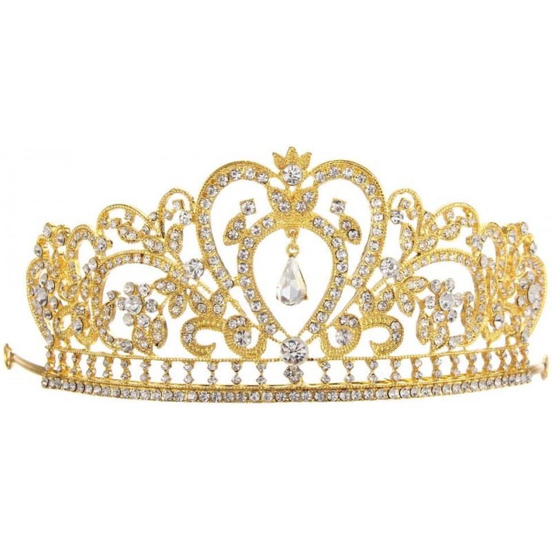 Headbands Rhinestone Crown and Tiaras Bridal Wedding Luxury Hair Accessory Headpiece - Golden - C11833TW66K $22.33