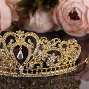Headbands Rhinestone Crown and Tiaras Bridal Wedding Luxury Hair Accessory Headpiece - Golden - C11833TW66K $22.33