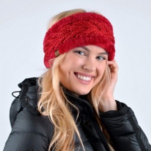 Cold Weather Headbands Winter Ear Bands for Women - Knit & Fleece Lined Head Band Styles - Red Thick Fleece - CZ18A9CNXSC $17.59