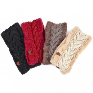Cold Weather Headbands Winter Ear Bands for Women - Knit & Fleece Lined Head Band Styles - Red Thick Fleece - CZ18A9CNXSC $17.59