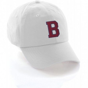 Baseball Caps Customized Letter Intial Baseball Hat A to Z Team Colors- White Cap Blue Red - Letter B - C218ET5SON5 $24.25