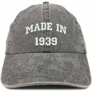 Baseball Caps Made in 1939 Text Embroidered 81st Birthday Washed Cap - Black - CV18C7I5M54 $37.14
