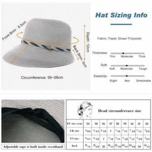 Sun Hats Womens Wide Roll Up Brim Packable Straw Sun Cloche Hat Fedora Summer Beach 55-58cm - Beige_00011 - C818QEWDM6X $32.69