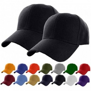 Baseball Caps Set of 2 Plain Adjustable Baseball Cap Classic Adjustable Hat Men Women Unisex Ballcap 6 Panels - Black-2pack -...